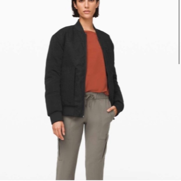Lululemon Roam Far Wool Bomber Black / Heathered Black Size 4 - Picture 4 of 6